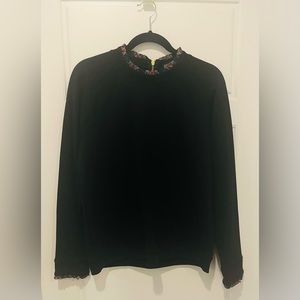 JCrew Mercantile Black Sweatshirt with Tartan trim. Never worn.